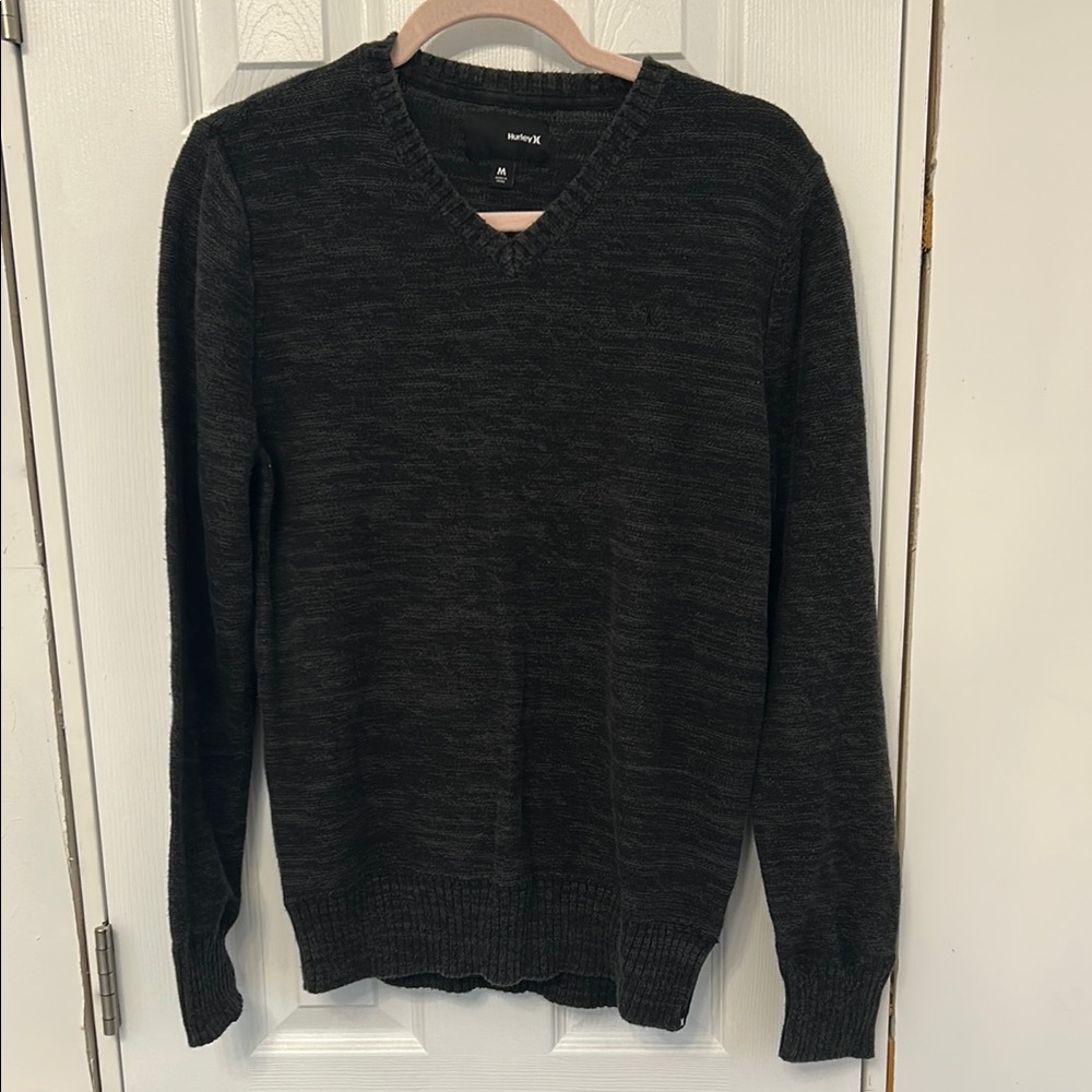 Hurley Black V-Neck Sweater Classic Knit
